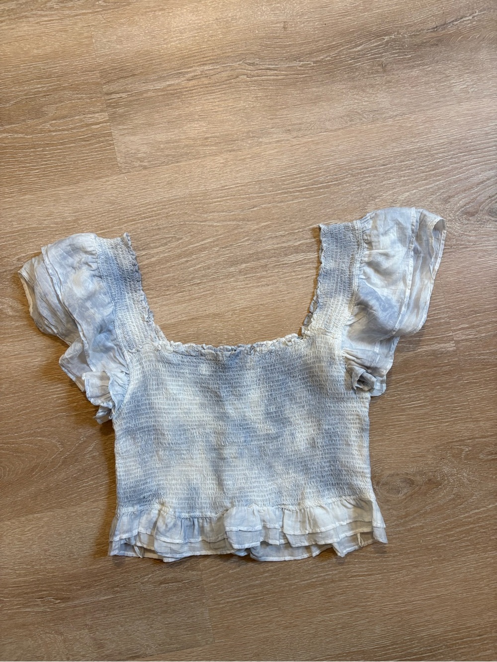 LoveShackFancy Smocked Square-Neck Crop Top : Sz L